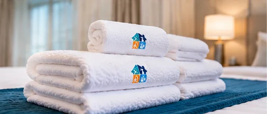 Fresh holiday-home linen and towels